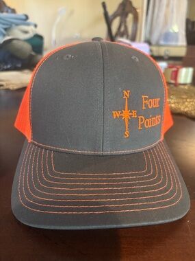 Men's Two-Tone Mesh Back Cap in Charcoal and Orange